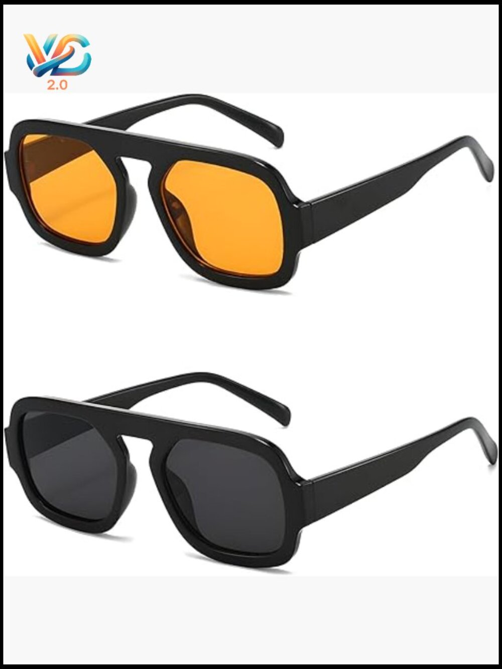 Oversized Retro Square Aviator Sunglasses Flat Top 70s Vintage Fashion Shades